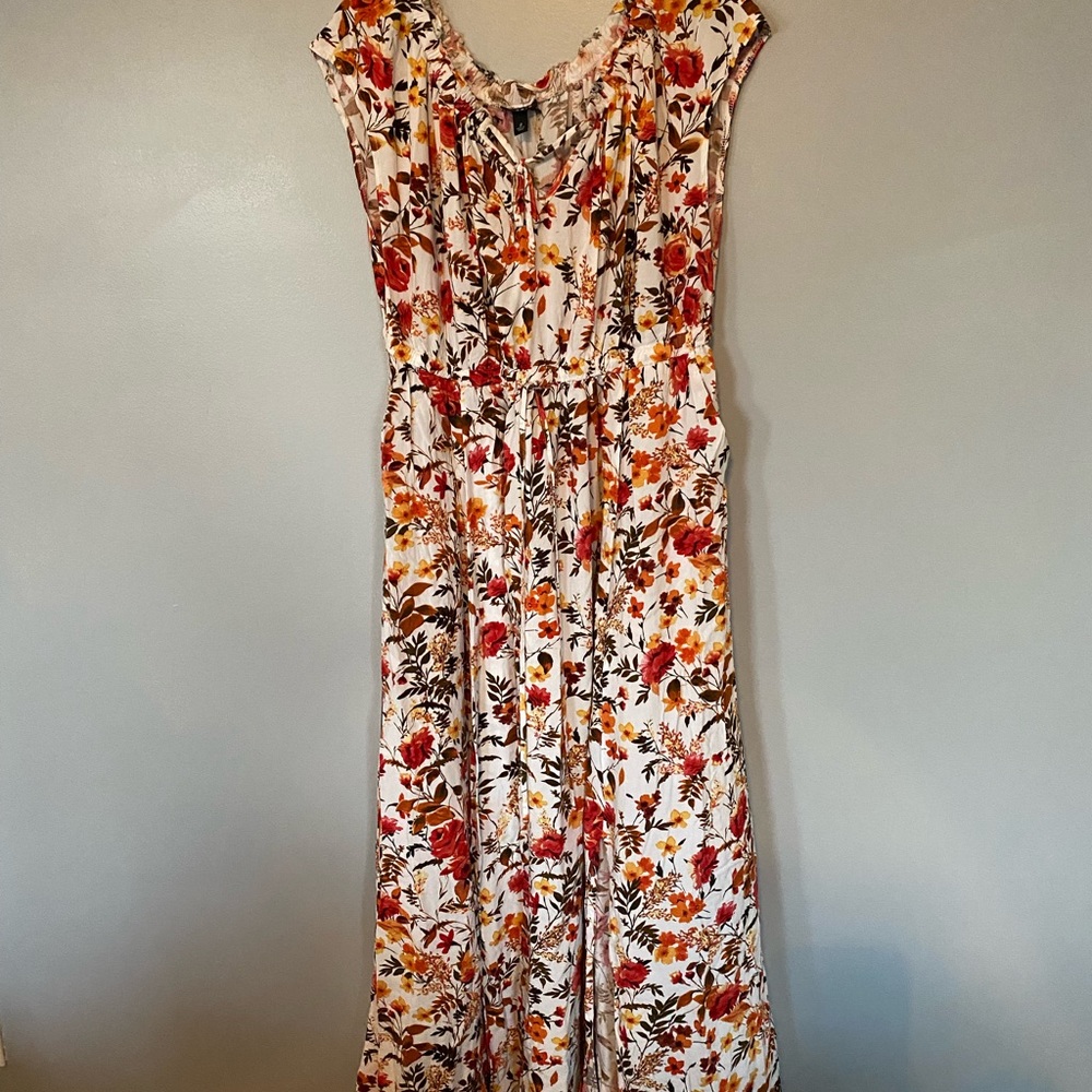 Torrid challis tie-front max dress white floral 2
